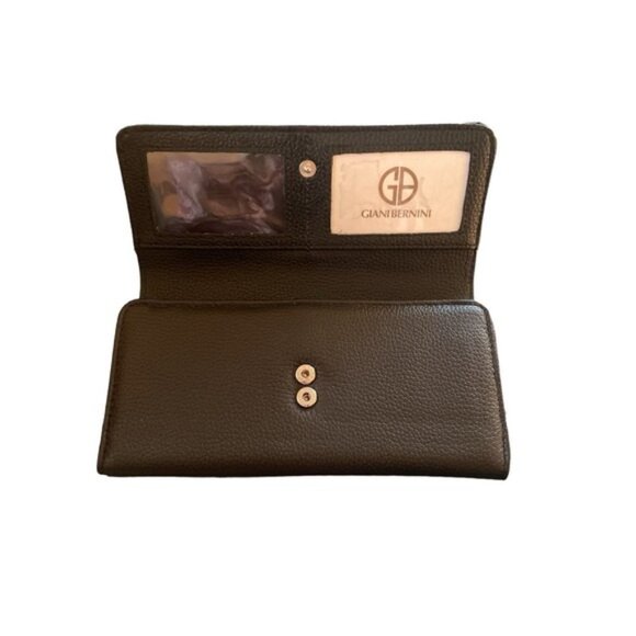 NWT Gianni Bernini black leather tri-fold Wallet - Picture 5 of 7